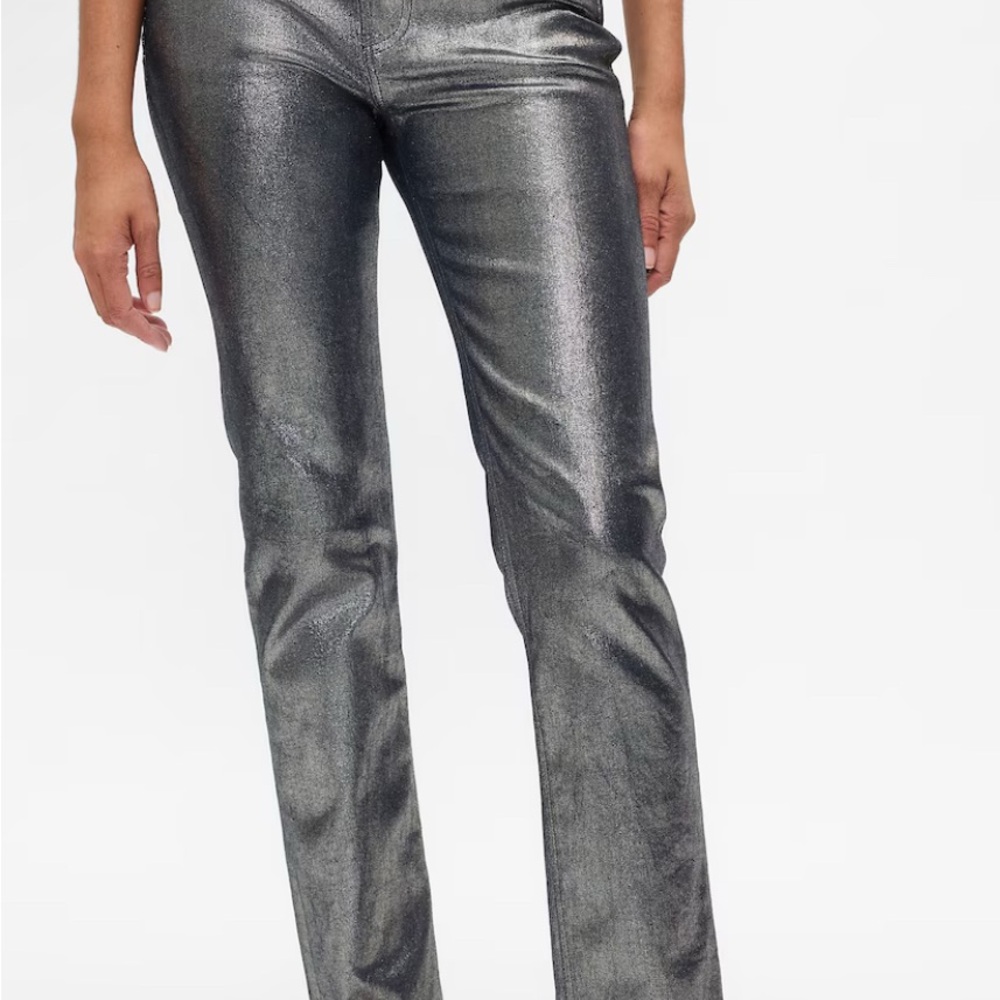 High Rise Metallic '90s Straight Jeans - Picture 2 of 7
